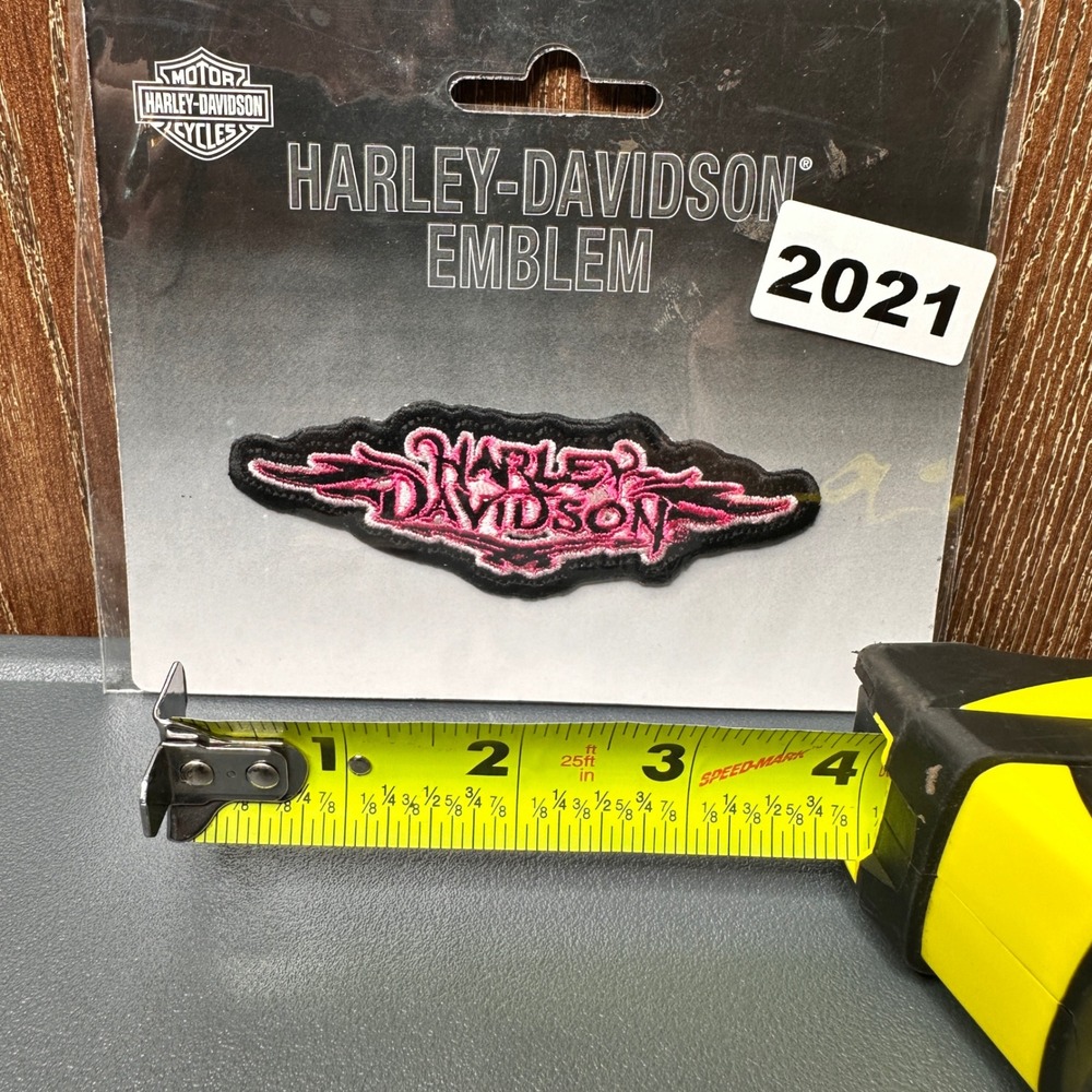 NEW 2005 Harley-Davidson Pink 4" Winged Logo Embroidered Patch Emblem Biker Y2K - Picture 5 of 7